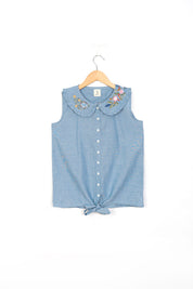 Blue Tie Detail Shirt