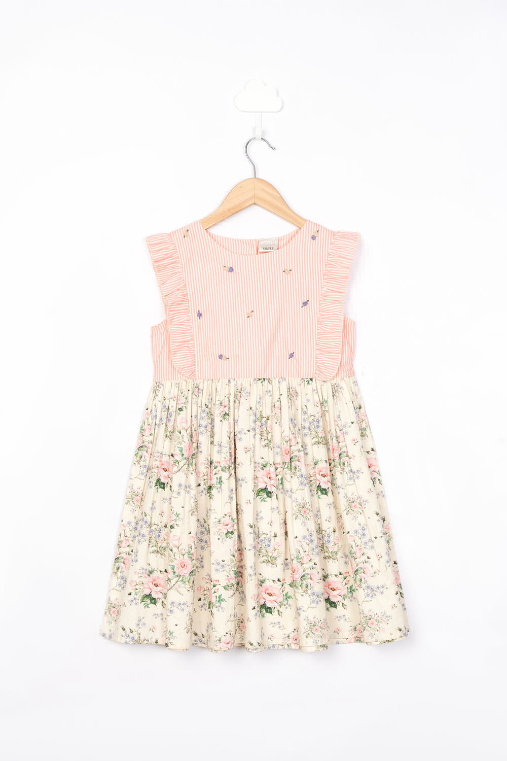 Pink Stripe & Floral Print Dress