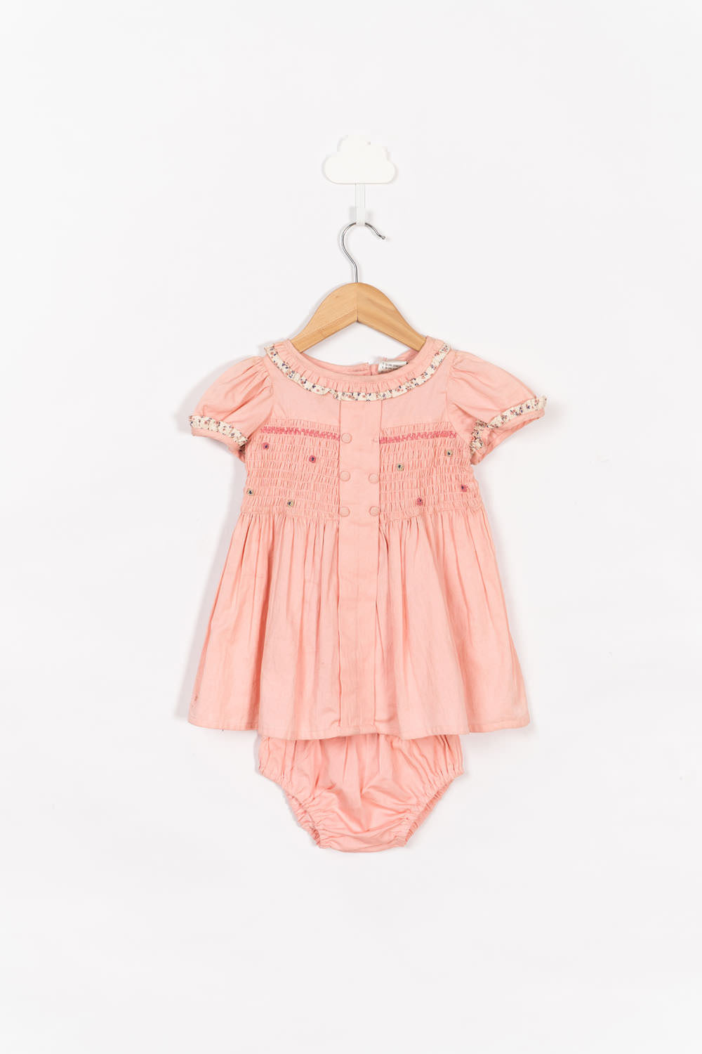 Print & Smocking Detail Dress