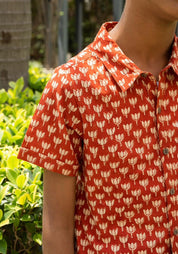 Orange Block Print Shirt