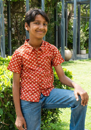 Orange Block Print Shirt
