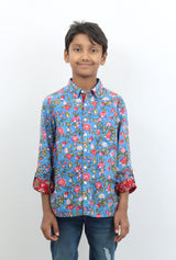 Blue Block Print Shirt