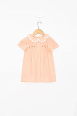 Peach Floral Embroidery Infant Dress for Girls
