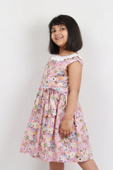 Frill Detail Pink Floral Dress